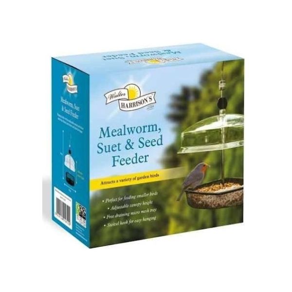 Walter Harrison's Hanging Mealworm Bird Feeder with Canopy