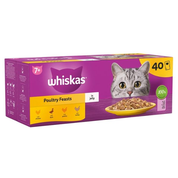 Whiskas Poultry Feast In Jelly 7+ - 40 x 85G