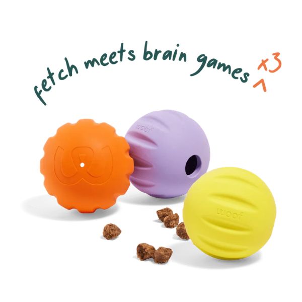 Woof Flyball 2-in-1 Dog Ball &amp; Puzzle Toy