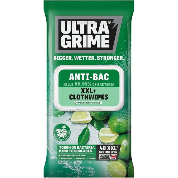 Ultragrime Anti-bac XXL+ Cloth Wipes 40 Pack