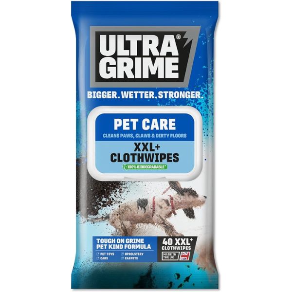 Ultragrime Pet Care XXL+ Cloth Wipes 40 Pack