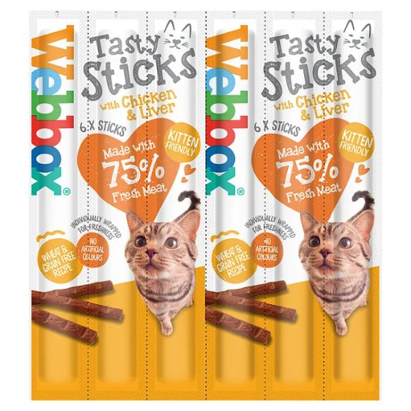 Webbox Chicken &amp; Liver Sticks - 6 Pack